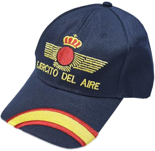 Tiendas LGP - Gorra Bordada Ejercito del Aire con Bandera de España. Talla única, con Presilla de adaptación, Color Azul