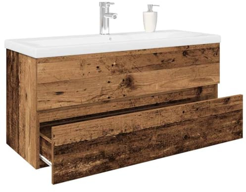Lumanois Mueble Lavabo con Lavabo Integrado y Grifo Madera Vieja,Mobiliario,Tocadores,Tocadores de baño,42.9kg-3328937