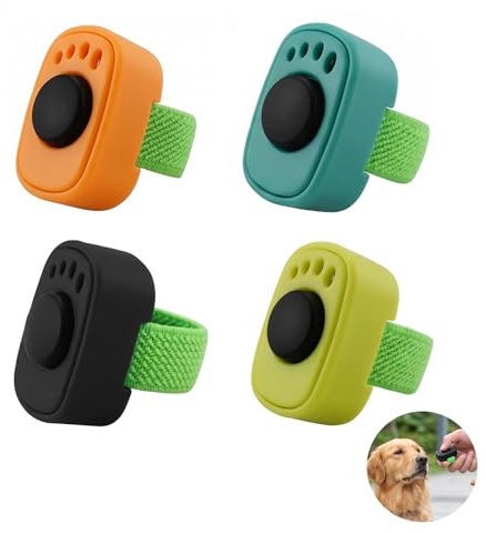 JOVYTH Set 4 Clickers Adiestramiento Canino, Accesorio Práctico Educación Perro, Clicker Dedo Anillo Adiestrar Perros, Accesorio Perro Clicker Anillo para Perros Gatos Caballos Adiestramiento