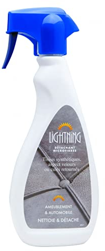Lightning - Détachant Puissant Microfibres Pulvérisateur - 500 ml - ULTRA Efficace - Tissus synthétiques aspects velours/cuir retourné