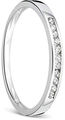 Orovi anillo de mujer compromiso/aniversario 0.10 Quilates diamantes en oro blanco 9 kilates ley 375