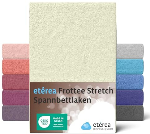 etérea Frottee Spannbettlaken 60x120-70x140 cm Natur für 5-15 cm Steghöhe 80% Baumwolle + 20% Polyester - Oekotex Spannbetttuch Bett Bezug Matratzen - Bettlaken 60x120cm - 70x140cm Creme