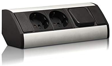 Prise de courant d'angle pratique pour cuisine, salle de bains, salon, meubles - Idéal pour plan de travail de cuisine comme prise murale ou prise encastrée - Raccordement de 15 cm