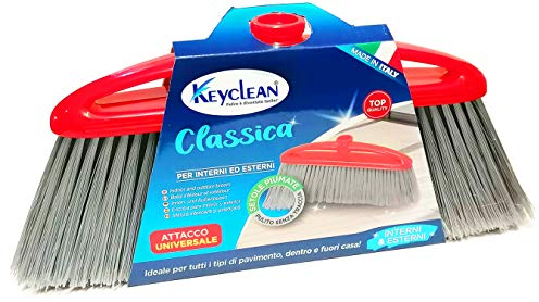 Keyclean Scopa Classica Per Interni ed Esterni con Attaco Universale Ideale per Tutti i Pavimenti Pesa 309 gr 33x14x6cm