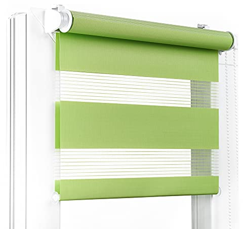 Fenster DEKOR - Rollos für Fenster Limette - Klemmfix Rollo ohne Bohren B65 x H230 cm - Doppelrollo mit Einer Breiten Auswahl an Größen und Farben - Blickdichte Rollos, einfach zu montieren