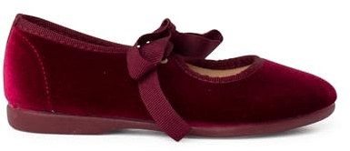Pisamonas Scarpe Cinturino in Velluto con Fiocco di Faglia per Bambine Misurare 34 Colore Bordeaux