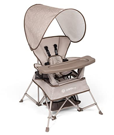 Baby Delight Go with Me Venture Portable Chair | Indoor and Outdoor | Sun Canopy | 3 Child Growth Stages | Sandstone