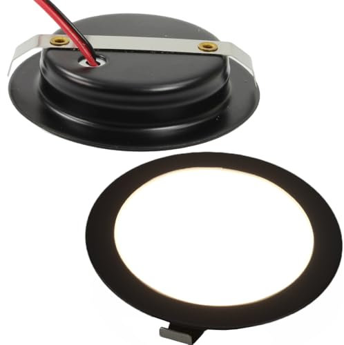 12 Volt LED Einbaustrahler Einbauleuchte für z.B. Wohnwagen Wohnmobil Caravan Boot rund schwarz