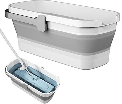 cypreason Zusammenklappbarer Eimer Mit Griff Quadratischer Großes Fassungsvermögen Robuster, Silikon-Wassereimer Faltbarer Mopp Für Den Außenbereich (1)