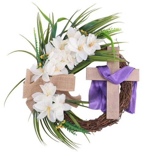 ISTOVO Osterkranz mit Girlande, Osterkranz für Haustür, Künstlicher Weihnachtskranz Violett