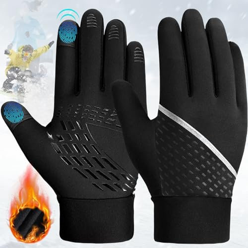 Mount Kumgang Guanti Invernali Bambino, Guanti Invernali Touch Screen, Guanti Bici Invernali, Ciclismo Jogging Calcio Equitazione Alpinismo Outdoor Sport Guanti Termici per Ragazze Ragazzi Neri