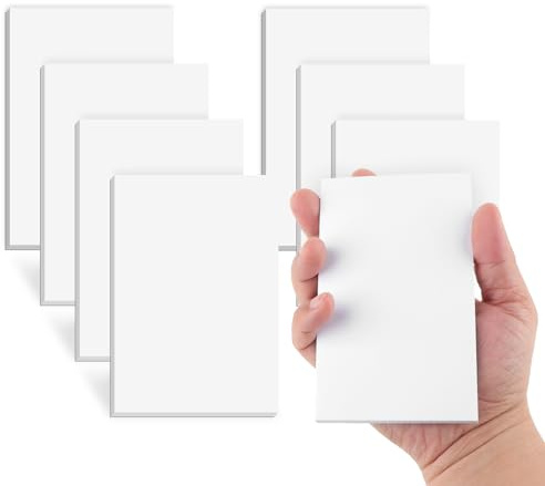 Anteckningsblock 8 x 13 cm, 8-pack tomma anteckningsblock, vita repdynor för att skriva, 50 ark per memo-block för att skriva ner snabbanteckningar, papper för livsmedel och inköpslistor, liten