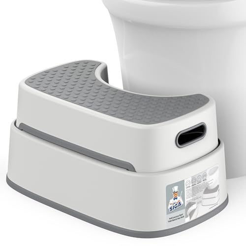 MR.SIGA Taburete para Inodoro para Adultos, Taburete de baño Resistente, escalón Antideslizante para Inodoro, escalón para niños pequeños, Beige,Gris Oscuro