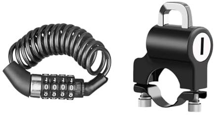 Xiciki 2 Stück Helmschloss Motorrad, Helmschloss Fahrrad,Kabelschloss mit 4 Stellig Zahlencode,aus Zinklegierung und PVC,für Fahrradhelm und Motorradhelm