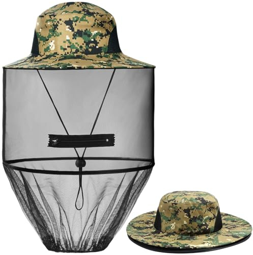 AOGOE Mosquito Net Hat with Removable Netting - Bee Keeper and Fishing Head Cover for Camping, Hiking, Outdoor Activities with Portable Midge Protection