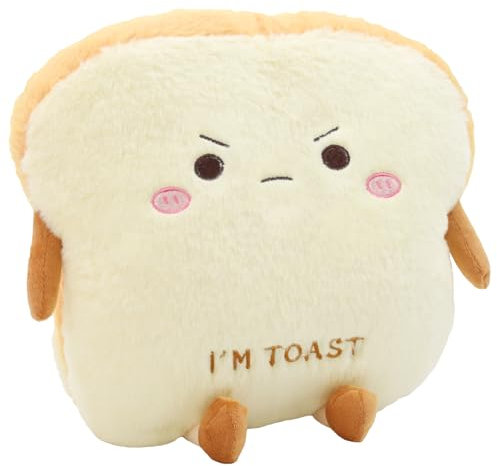 Auptiz Almohada de Pan Tostado, Juguete de Felpa Suave, Almohada de Peluche en Forma de Pan, Muñeco de Juguete Cojín Pan Tostado de Peluche, 40cm Cojín Pan Tostado para Niños y Adultos