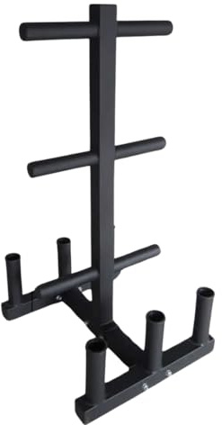 AemaSport Soporte Discos Pesas y Barras Olímpicas 50mm con Patas Antideslizantes - Soporte de Hierro para 6 Barras Olímpicas y y 6 barras para Disco Olímpicos - Accesorios para Gym.