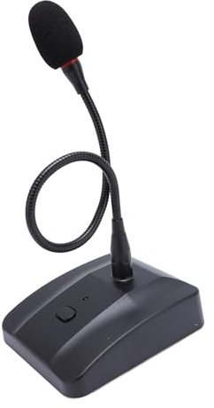 Desktop Gooseneck Kondensormikrofon, XLR -podiummikrofon med Indikator för Föreläsningar, Möten, Strömning och Videokonferenser, Svart
