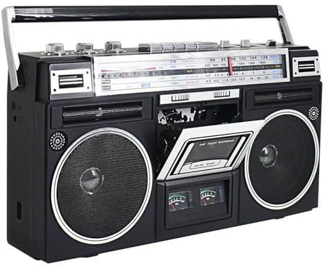 BDJSN Radiocasete Portátil Estilo Años 80, Reproductor De CD, Radio Am/FM con Bluetooth Y Entrada Auxiliar para Auriculares, Grabadora De Casetes para Reuniones Familiares Y Viajes