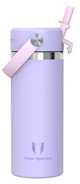 Sparrow Borraccia Termica Bambini - 500ml - SwivelSip Bottiglia Acciaio Inox - Senza BPA Borracce Termiche, Borraccia con Cannuccia Ergonomica per Scuola, Sportiva, Campeggio, Palestra
