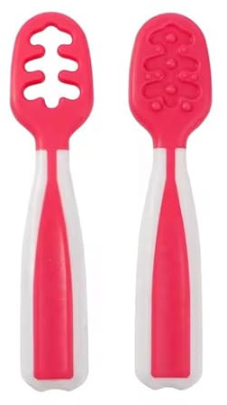 2 Pre-Spoon Set, Self-Feeding Training Utensils, Teething Relief Spoons