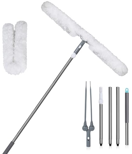 Masthome Spolverino per Polvere Allungabile, Spolverino Microfibra Lavabile, con Manico Lungo e con Testina in Microfibra, Fino a 152cm, per Soffitto Ragnatela Ventilatore Tenda