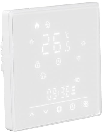 FTVOGUE Smart Termostat för Hemmakontorshotell, Golvvärmekontroll med Energisparläge, 5-95°F Justerbart Temperaturområde, Modell WHT-S02-GA (Vit)