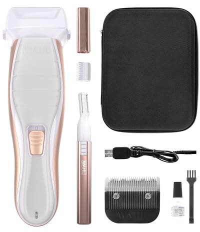 WAHL Shave & Smooth, rasoio da donna, depilatore da donna, trimmer corpo 2 in 1, modellatore sopracciglia di precisione, rasoio corpo ricaricabile, comfort e controllo