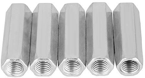 5pcs M10 Tuerca larga varilla de acero al carbono Tuercas Hexagonales de acoplamiento Tuercas Hexagonales Buje Tuerca Sujetadores roscados (M10*50)