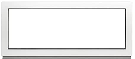 Finestra in plastica per finestre in vetro fisso, larghezza 115 x 45 cm, colore bianco, finestra con doppi vetri, per casette da giardino, garage, finestre in plastica di alta qualità, larghezza 1150