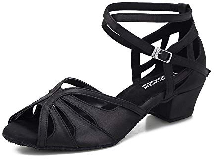 TTdancewear Dance Shoes for Women Low Heel Ballroom Dance Shoes Salsa Latin Practice Dancing Shoes Cuban Heels 1.5(8,Black)