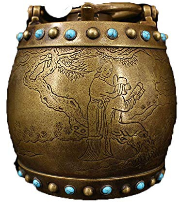 Fashion158 Village Pure Copper Handcrafted inlaid Gemstone jug Collection Crafts