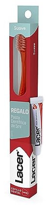 LACER - Pack Cepillo de Dientes Suave + Pasta de Dientes 5ml, Higiene Bucal Diaria, Cerda Suave, Filamentos Tynex, Máxima Eficacia, Elimina la Placa Bacteriana