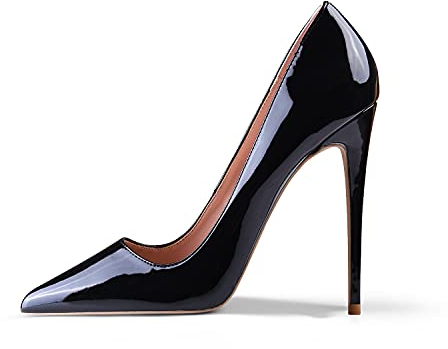Zhabtuc Damen Stiletto Pumps Klassische Geschlossene High Heels Sexy Spitze Stiletto Damenschuhe Abschlussball Party Hochzeit Pendler Kleid Stöckelschuhe Schwarz 38 EU(8 US)