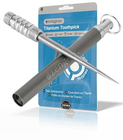 Cure-dents en titane, 8 g, 11 cm, 6 mm avec porte-clé, portable, réutilisable, idéal pour le camping, les voyages, les pique-niques (un)