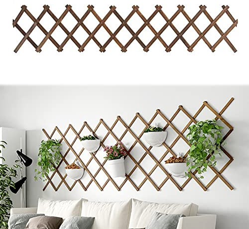 Enrejado Expandible para Plantas,Enrejado de Madera para jardín,Soporte de Celosía,Enrejado de Valla para Plantas Trepadoras,para Decoración Pared Terraza Colgando Planters (180x34cm/70.8x13.3in)
