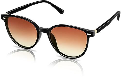 KANASTAL Groß Polarisiert Sonnenbrille Damen Retro Vintage Stil TR90 Sonnenbrillen für Damen mit UV400 Schutz, Glänzend Schwarz Rahmen und Braun Gläser