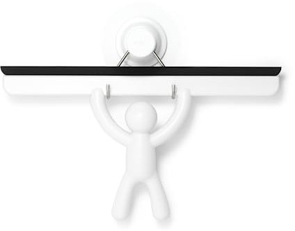 Umbra Buddy Adhesive Shower Squeegee, Window Squeegee with Silicone Blade, White