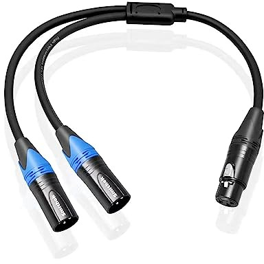 Smithok XLR Splitter Cable,Female to Dual Male Y Cable (XLR Splitter 1 Female to 2 Male),Balanced Microphone Splitter Cord Audio Adaptor - 1.6ft /0.5m
