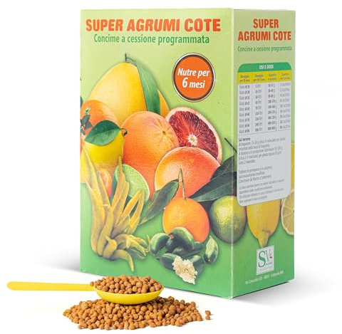 SAVINI VIVAI Abono Cítrico Super Cote Abono para Todas Las Plantas de Producción Abundante como Limones Mandarinas Naranjas en Maceta y Terreno Completo SUPER AGRUMI COTE 500 GR