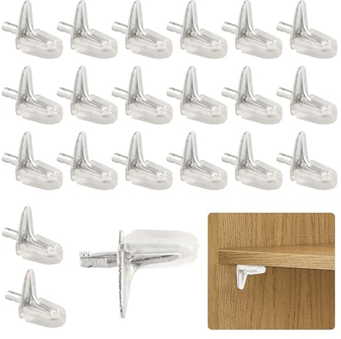 Wisebom Perni di Supporto per Mensole, 20Pcs Plastica+Acciaio Pioli Staffa per Mensola, 3mm Pioli di Supporto per Ripiano Tasselli Scaffale Reggi Mensola per Armadio Libreria