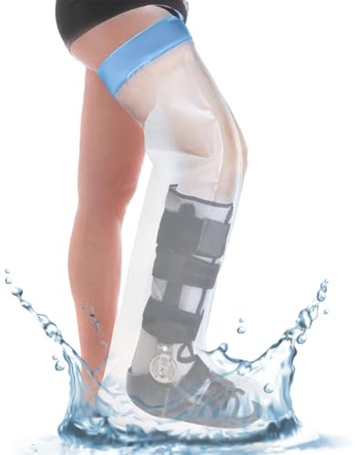 Box Commerce - Protecteur plâtre jambe longue adulte pour douche, piscine - Housse imperméable en silicone souple confortable pour couvrir les bandages, le plâtre, les plaies, les brûlures - Sac