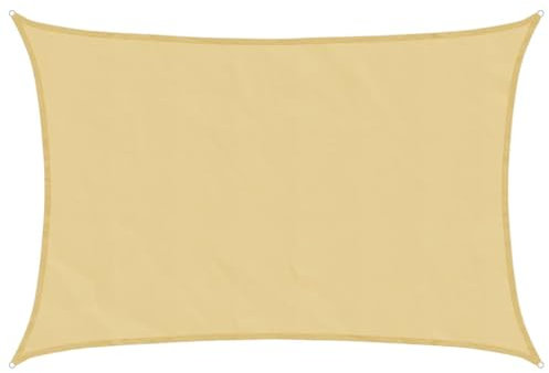 vidaXL Sonnensegel, Sonnenschutz UV Schutz für Balkon Garten Terrasse, Sonnendach Wasserfest, Windschutz Wetterschutz, Sandfarbe 6x4m 100% Polyester Oxford