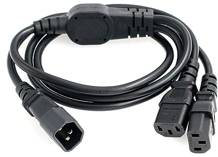 HangTon UPS - Cavo di alimentazione PDU per stampante monitor computer, IEC320 C14 maschio a doppio IEC 320 C13 femmina, cavo di prolunga splitter a Y a 3 pin, 1,8 m