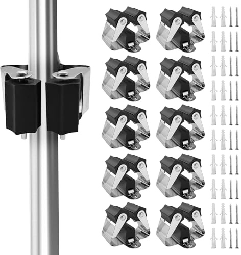 Brush Holder,10 Pack Broom Holder Wall Mounted Brush Hook Broom Bracket Heavy Duty Garden Tool Storage Sweeping Clip Mop Holder Organiser Umbrella Holder for Kitchen Bathroom Closet Garden Garage