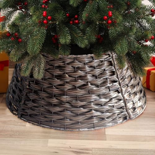 Panier de Sapin de noël Ø 60 cm Housse pour Sapin de Noël en Osier Support pour Sapin de Noël en Rotin Naturel Housse Cache Pied Sapin de Noel osier rotin Sapin osier Jupe Sapin Cache Sapin