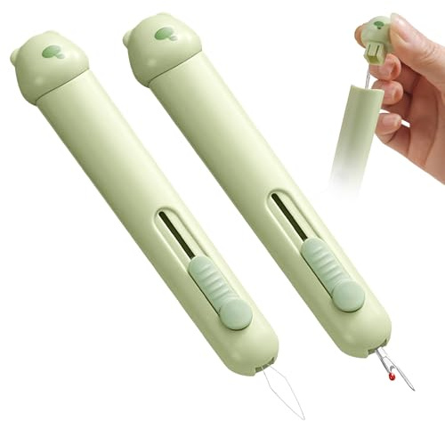 Dayinkes Desgarrador de costuras 3 en 1, enhebrador de agujas con 2 agujas, mini desgarrador de costuras portátil y removedor de hilos, herramienta elástica para quitar puntadas, para patrones de