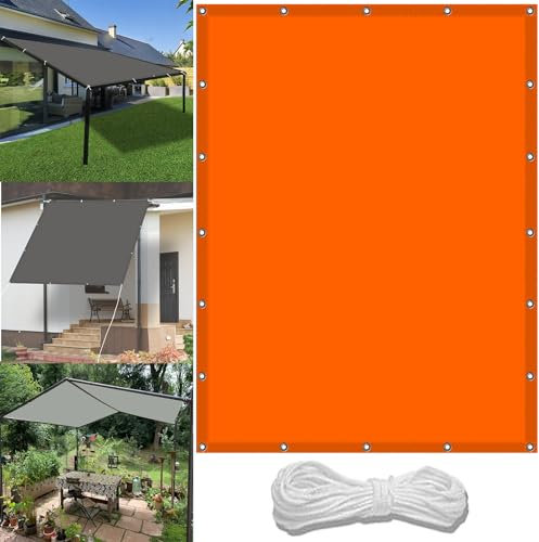 Wasserdichte Pavillon-Abdeckung, 0,8 x 1,5 m, UV-Block, Terrassensegel mit Ösen und Gratis-Seil, wetterbeständiges Sonnensegel für Camping, Strand, Deck, Veranda, Orange