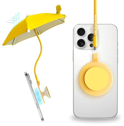 On The Grip 3 in 1 Magnetic Umbrella Sunshade Collapsible Expandable Phone Grip & Stand - Elegant Magsafe Compatible Phone Holder for Secure Grip and Hands-Free Viewing (Yellow)