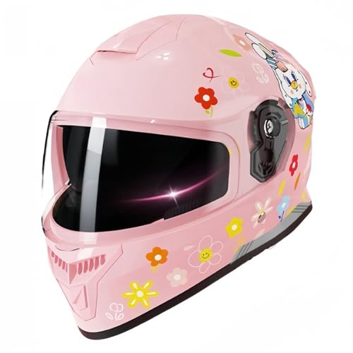 Casque Enfant, Casque Intégral Moto, Casque De Vélo/Scooter pour Garçons Et Filles De 4 À 13 Ans, Homologué ECE, Léger Et Ventilé. C,(50-58CM)